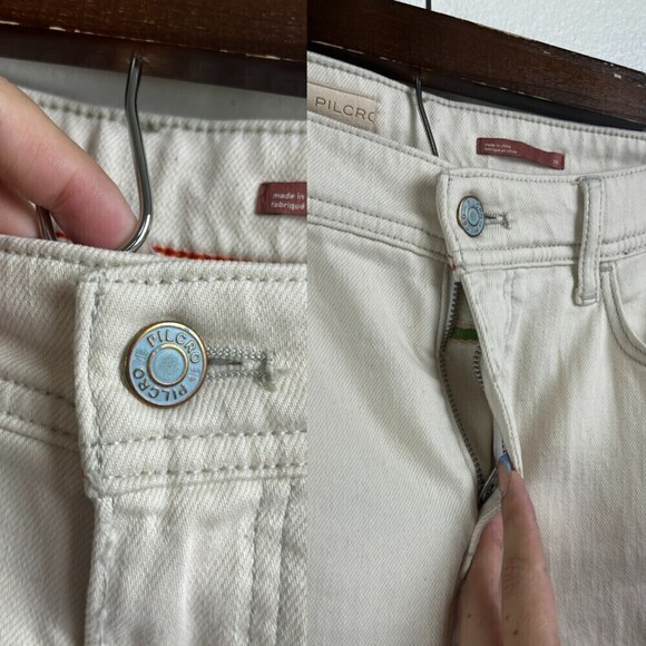 Pilcro Women Size 29 Cream Stripe Rainbow Cotton Slim Denim Boyfriend Jeans Boho - Picture 4 of 13